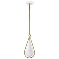 Nuvo Admiral 1-Light Pendant 6 in. Matte White and Natural Brass White Opal Glass 60/7922